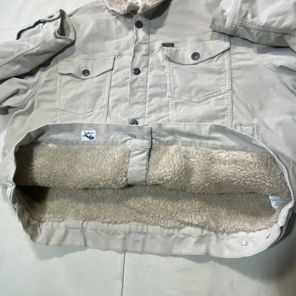 Wrangler Corduroy Jacket Mens XXL Brown Sherpa Lined Trucker Cowboy Rancher